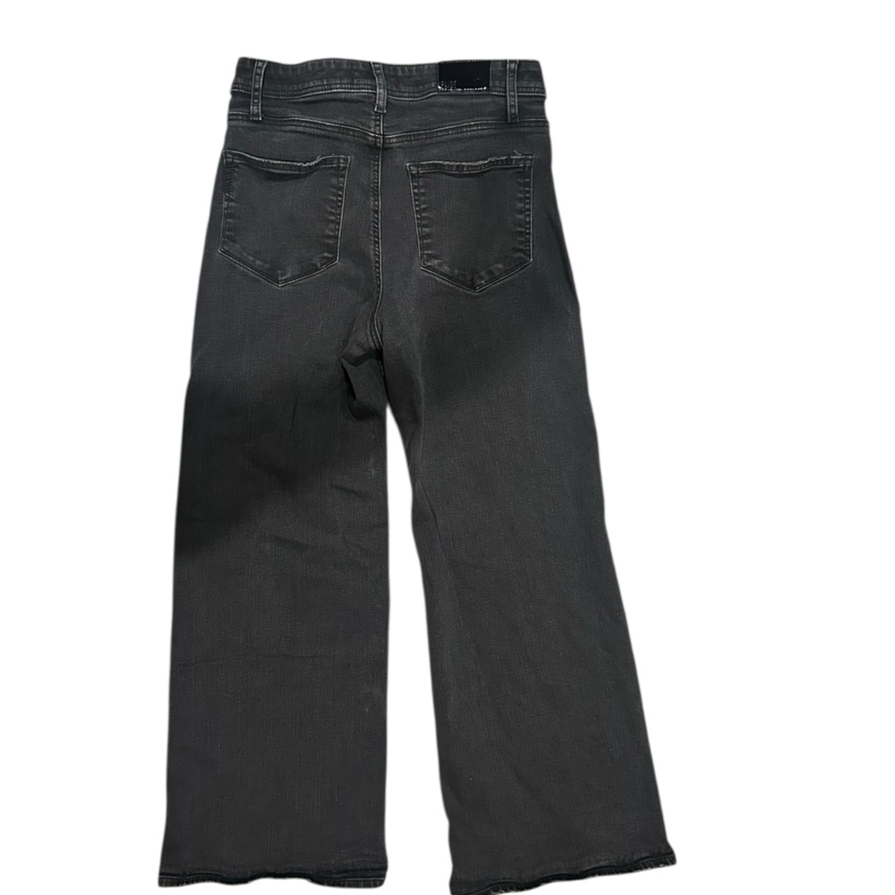 Paige Denim Black Wide-Leg High Waist Jeans Button Fly Crop - Picture 3 of 5